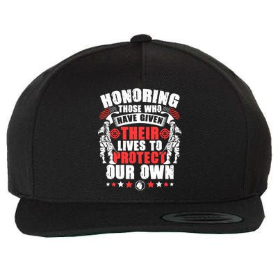 Military American Soldier Memorial Honoring Wool Snapback Cap