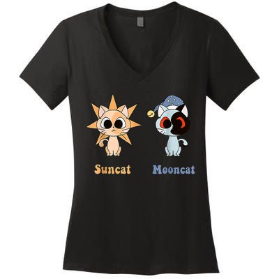 Moondrop And Sundrop As Fnaf Security Breach Cats Women's V-Neck T-Shirt