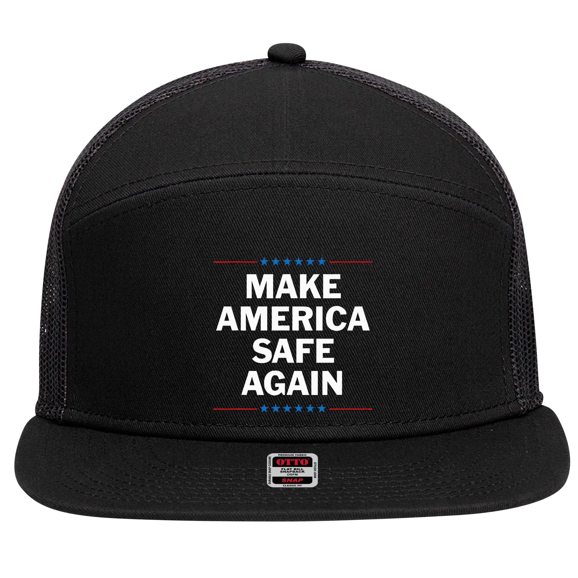 Make America Safe Again 7 Panel Mesh Trucker Snapback Hat