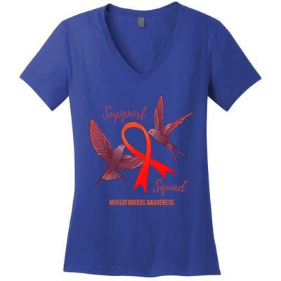 Myelofibrosis Awareness Support Squad Gift Women's V-Neck T-Shirt