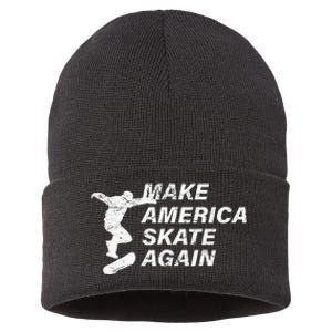 Make America Skate Again Cool Skateboard Gift Sustainable Knit Beanie