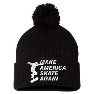 Make America Skate Again Cool Skateboard Gift Pom Pom 12in Knit Beanie