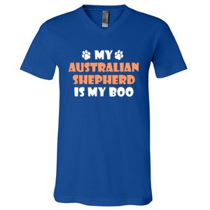 My Australian Shepherd Is My Boo Halloween Dog Owner Gift V-Neck T-Shirt