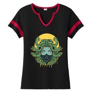 Medusa Abstract Snakes Greek Mythology Gangster Ladies Halftime Notch Neck Tee