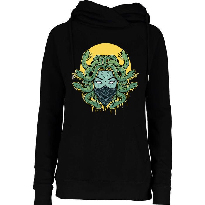 Medusa Abstract Snakes Greek Mythology Gangster Womens Funnel Neck Pullover Hood