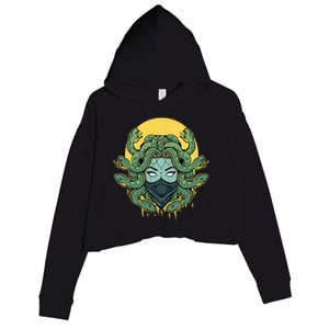 Medusa Abstract Snakes Greek Mythology Gangster Crop Fleece Hoodie