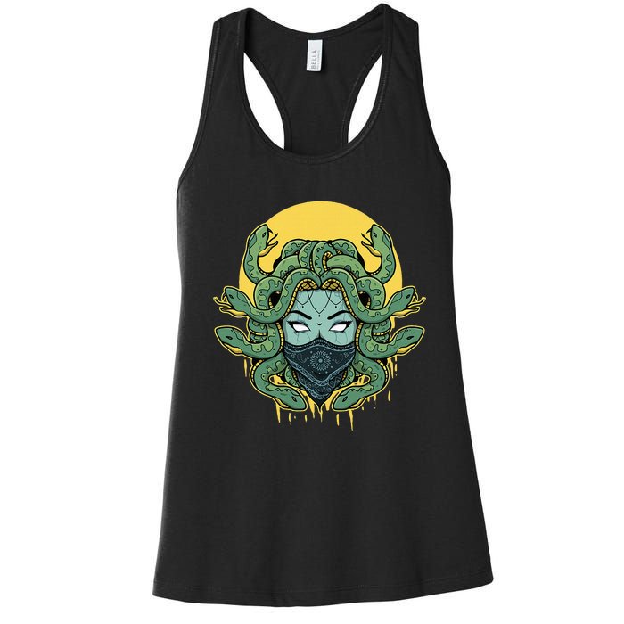 Medusa Abstract Snakes Greek Mythology Gangster Women's Racerback Tank