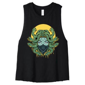 Medusa Abstract Snakes Greek Mythology Gangster Women's Racerback Cropped Tank