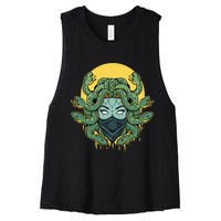 Medusa Abstract Snakes Greek Mythology Gangster Women's Racerback Cropped Tank