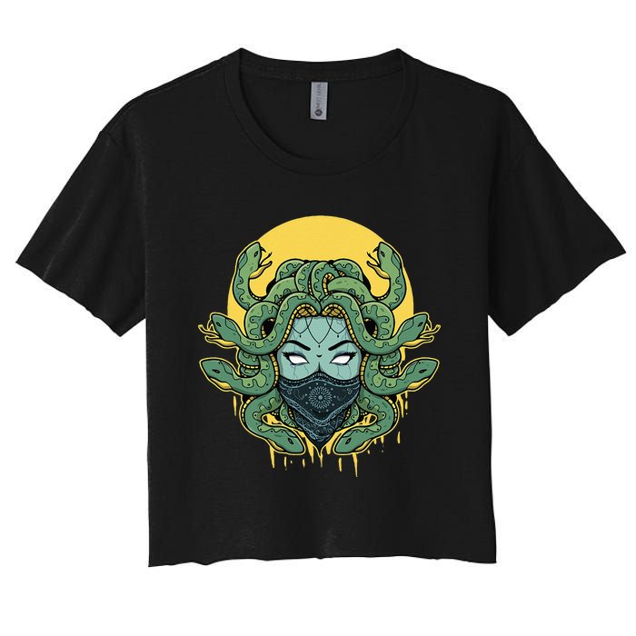 Medusa Abstract Snakes Greek Mythology Gangster Women's Crop Top Tee