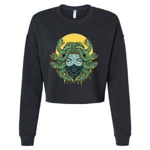 Medusa Abstract Snakes Greek Mythology Gangster Cropped Pullover Crew