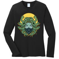 Medusa Abstract Snakes Greek Mythology Gangster Ladies Long Sleeve Shirt