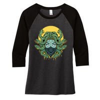 Medusa Abstract Snakes Greek Mythology Gangster Women's Tri-Blend 3/4-Sleeve Raglan Shirt