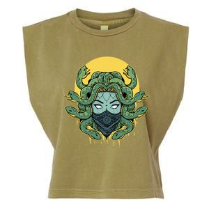 Medusa Abstract Snakes Greek Mythology Gangster Garment-Dyed Women's Muscle Tee