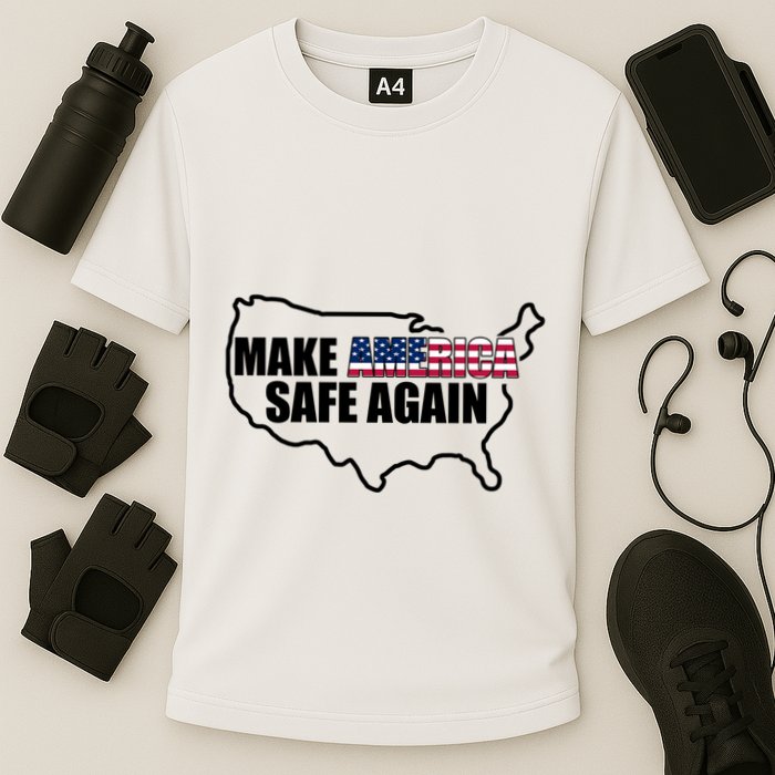 Make America Safe Again Flag Cooling Performance Crew T-Shirt