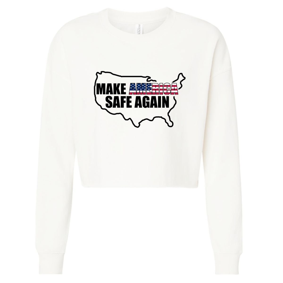 Make America Safe Again Flag Cropped Pullover Crew