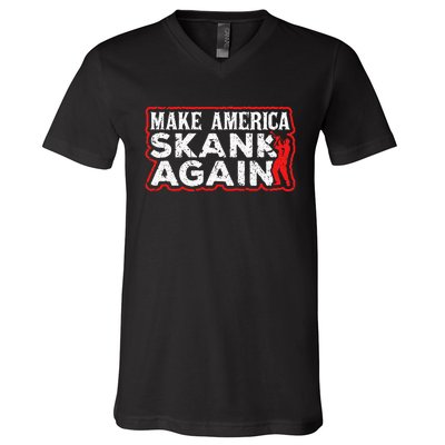 Make America Skank Again Cool Horn Brass Ska Music V-Neck T-Shirt