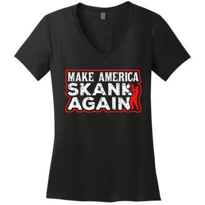 Make America Skank Again Cool Horn Brass Ska Music Women's V-Neck T-Shirt