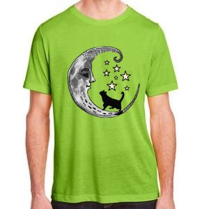 Moon And Stars With Black Cat Adult ChromaSoft Performance T-Shirt