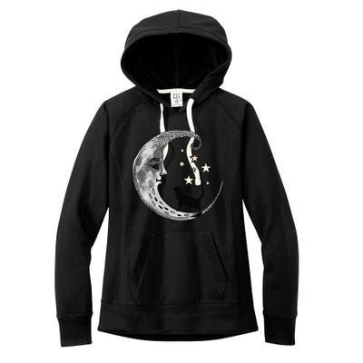 Moon And Stars With Black Cat Women's Fleece Hoodie