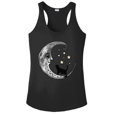 Moon And Stars With Black Cat Ladies PosiCharge Competitor Racerback Tank