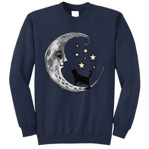 Moon And Stars With Black Cat Sweatshirt