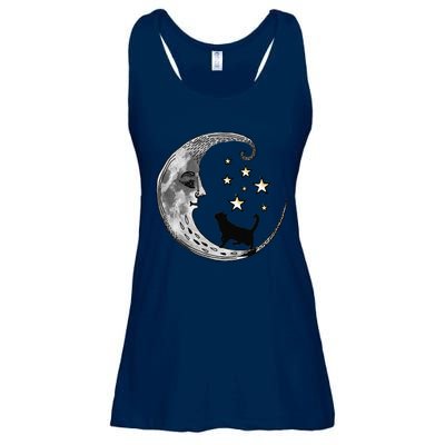 Moon And Stars With Black Cat Ladies Essential Flowy Tank