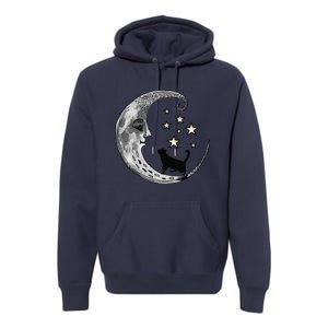 Moon And Stars With Black Cat Premium Hoodie