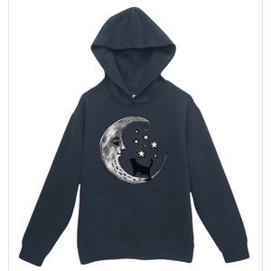 Moon And Stars With Black Cat Urban Pullover Hoodie