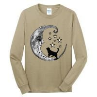 Moon And Stars With Black Cat Tall Long Sleeve T-Shirt