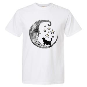 Moon And Stars With Black Cat Garment-Dyed Heavyweight T-Shirt