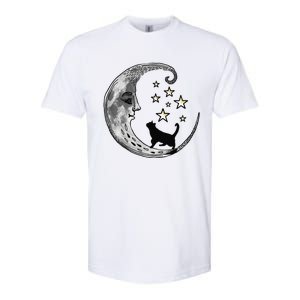 Moon And Stars With Black Cat Softstyle CVC T-Shirt