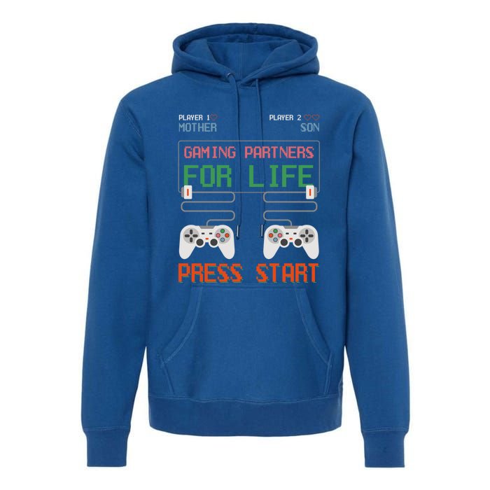 Mother And Son Gaming Partners For Life Video Game Gamer Cool Gift Premium Hoodie