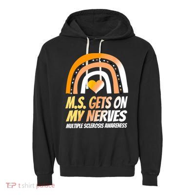 MS Awareness Shirts Multiple Sclerosis Wear Orange Garment-Dyed Fleece Hoodie