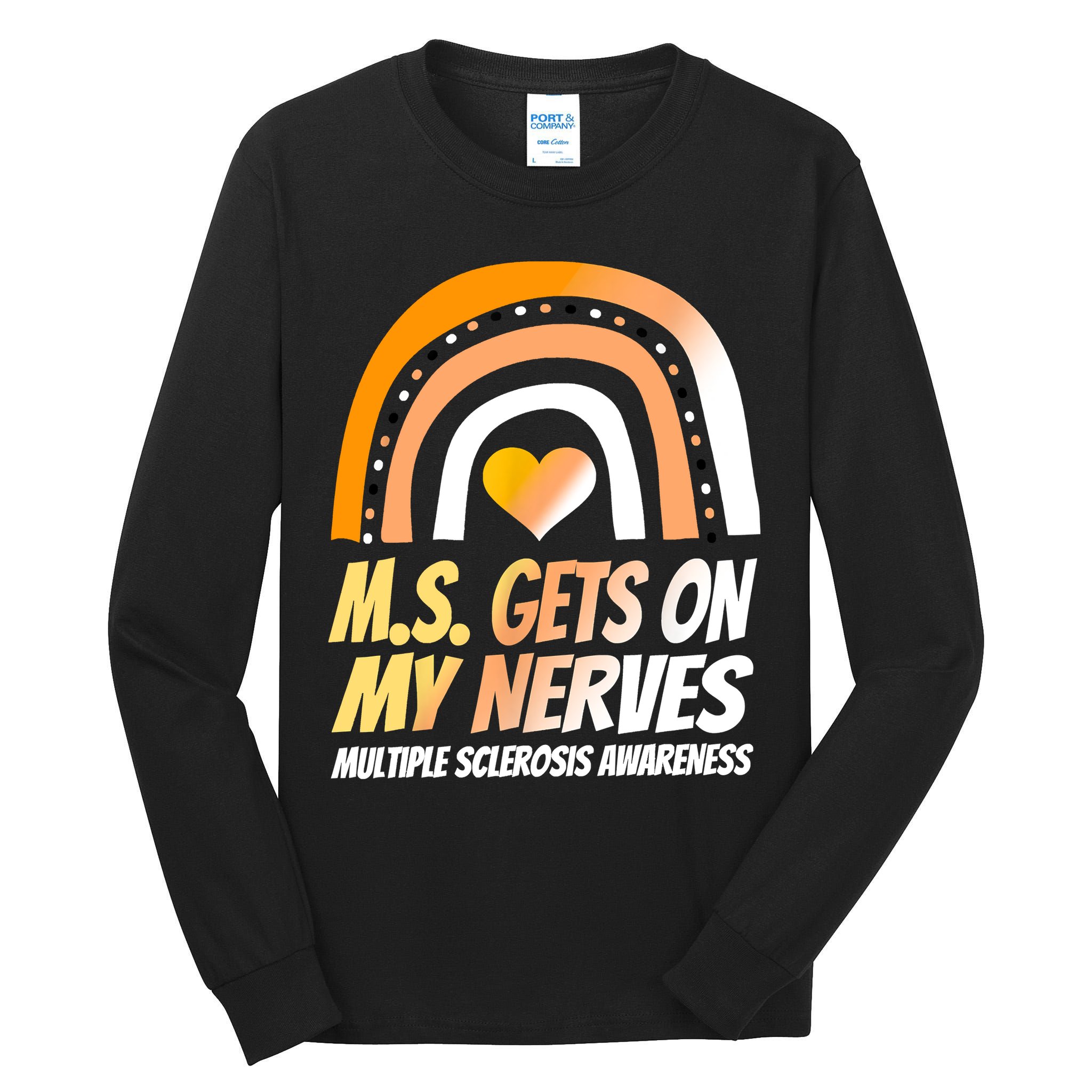 MS Awareness Shirts Multiple Sclerosis Wear Orange Tall Long Sleeve T-Shirt