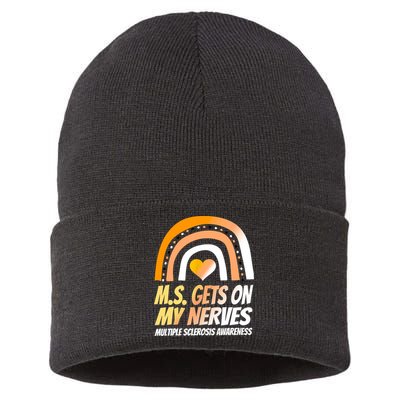 MS Awareness Shirts Multiple Sclerosis Wear Orange Sustainable Knit Beanie
