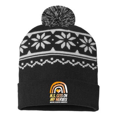 MS Awareness Shirts Multiple Sclerosis Wear Orange USA-Made Snowflake Beanie