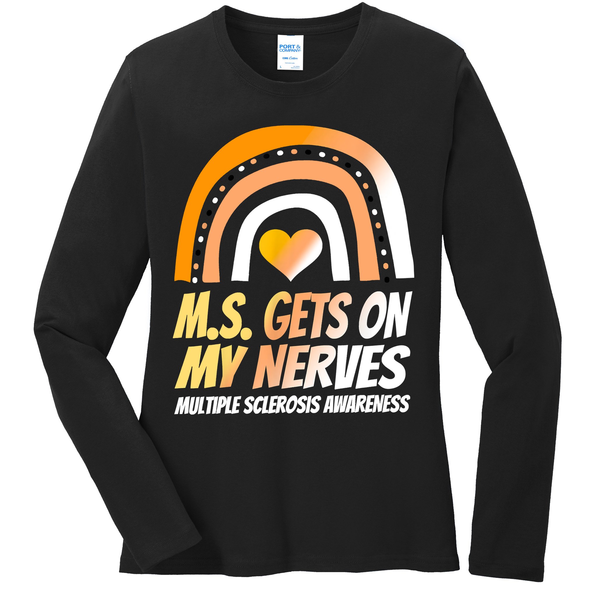 MS Awareness Shirts Multiple Sclerosis Wear Orange Ladies Long Sleeve Shirt