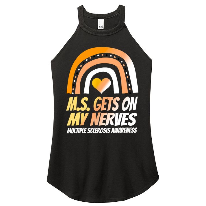 MS Awareness Shirts Multiple Sclerosis Wear Orange Women's Perfect Tri Rocker Tank