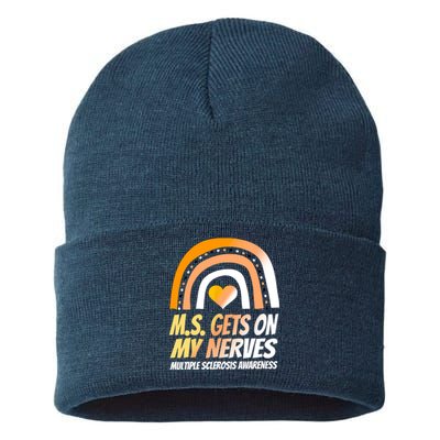 MS Awareness Shirts Multiple Sclerosis Wear Orange Sustainable Knit Beanie