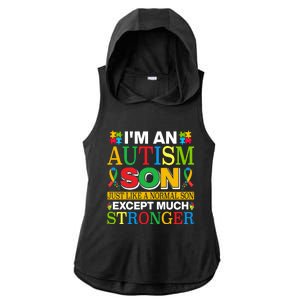 Motivational Autism Son Fathers Day Mothers Day Autism Awareness Ladies PosiCharge Tri-Blend Wicking Draft Hoodie Tank