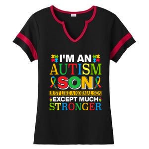 Motivational Autism Son Fathers Day Mothers Day Autism Awareness Ladies Halftime Notch Neck Tee