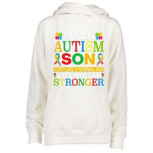 Motivational Autism Son Fathers Day Mothers Day Autism Awareness Womens Funnel Neck Pullover Hood