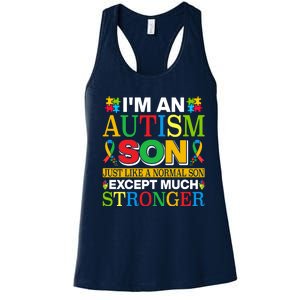 Motivational Autism Son Fathers Day Mothers Day Autism Awareness Women's Racerback Tank