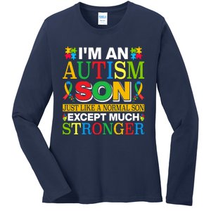 Motivational Autism Son Fathers Day Mothers Day Autism Awareness Ladies Long Sleeve Shirt