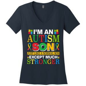 Motivational Autism Son Fathers Day Mothers Day Autism Awareness Women's V-Neck T-Shirt