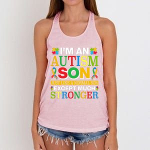 Motivational Autism Son Fathers Day Mothers Day Autism Awareness Women's Knotted Racerback Tank