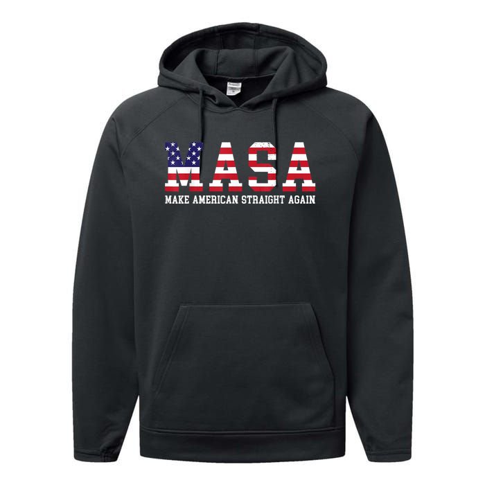 Make America Straight Again MASA Political Funny Sarcastic Performance Fleece Hoodie