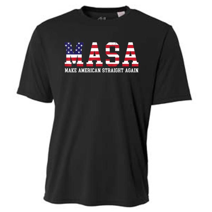 Make America Straight Again MASA Political Funny Sarcastic Cooling Performance Crew T-Shirt