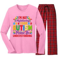 Motivational Autism Slogans Autism Awareness Autism Acceptance Disability Month Women's Long Sleeve Flannel Pajama Set 